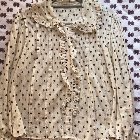 Doen Dilly Blouse Cream & Black Dot Print - Picture 2 of 5